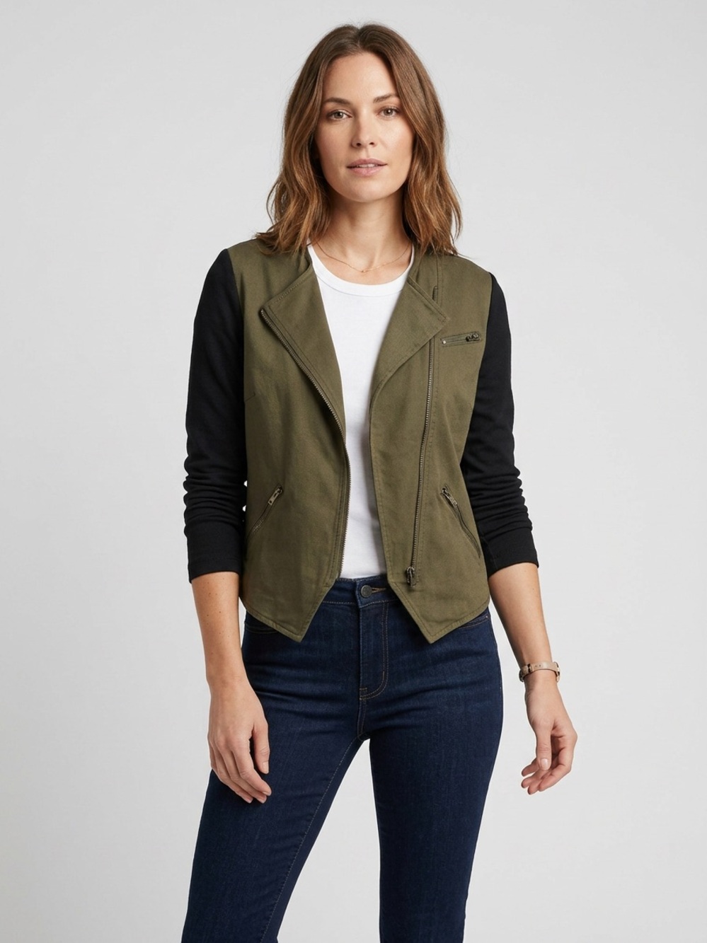 Lightweight Summer Jacket Military Moto Bomber Stretch Flattering Fashion XS